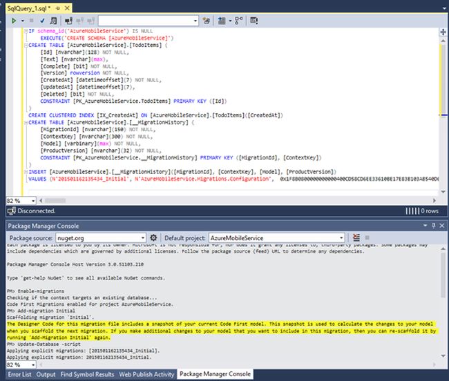 Creating the sql script